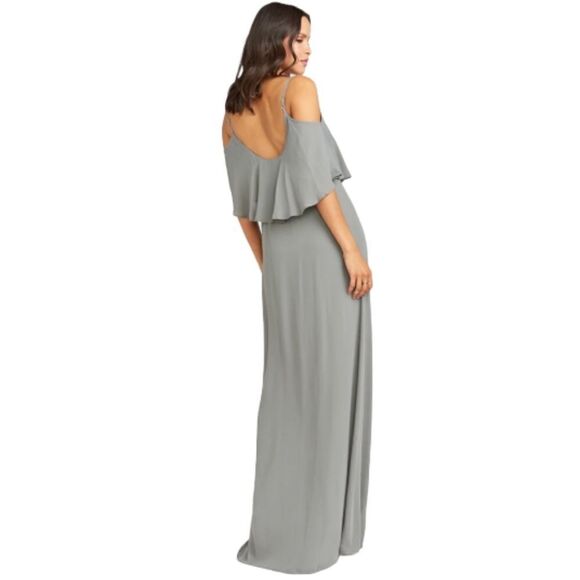 Show Me Your Mumu Caitlin Formal Maxi Soft Charcoal Bridesmaid Dress Size Small - Picture 4 of 6